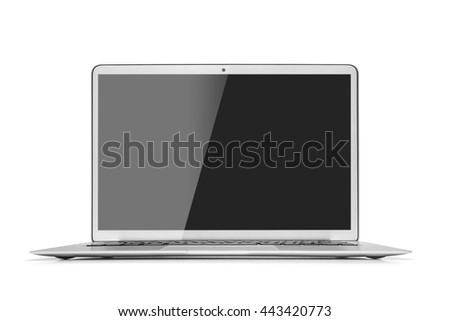 Silver laptop isolated on white background with clipping path.