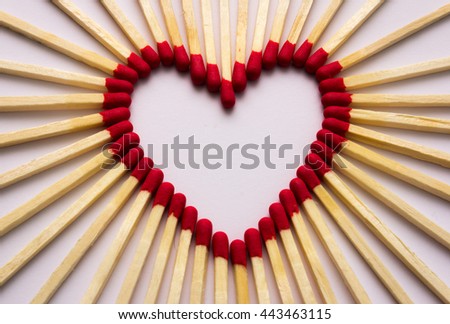 Heart of matches - romantic symbol.