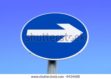Irish, right turn only one way road sign.