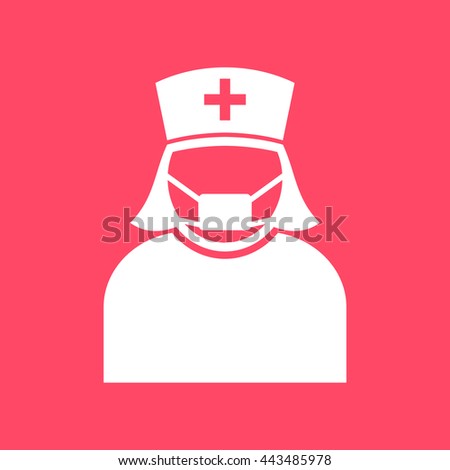 Nurse white icon on magenta color background. Eps-10.