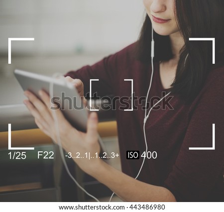 Woman Connecting Tablet Networking Concept
