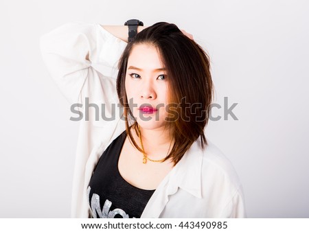 beautiful Thai girl with white background