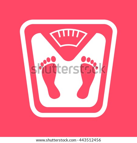 Bathroom Scale white icon on magenta color background. Eps-10.