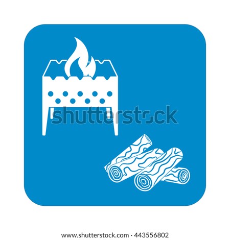 Brazier and firewood icon. Vector illustration

