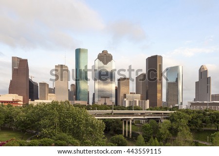 Houston downtown skyline from the city park. Texas, United States