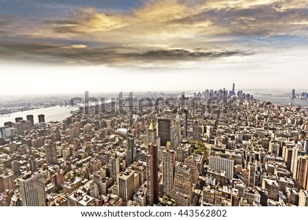 Aerial view of Manhattan's skyline.