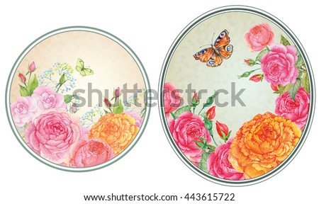 beautiful flower backgrounds for design cards, illustration watercolors. flowers and butterflies