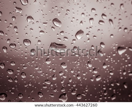Selective focus and color filter image, Raindrops on glass (raindrops,blur, rain)