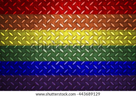 Gay Rainbow 8 stripe flag pattern on dirty old concrete wall texture grunge background