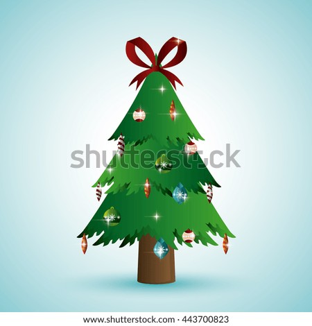 Pine tree and gift icon. Merry Christmas design. vector graphic