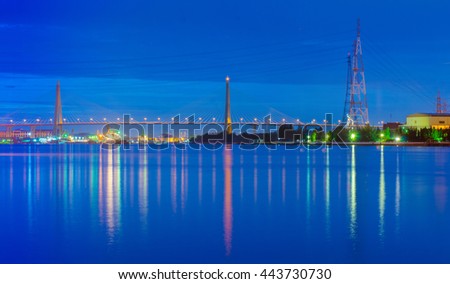 The reflected light Bhumibol Bridge Twilight