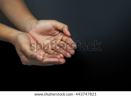 hands in shape. Concepts of sharing, giving, offering, taking care, protection, Friendship.