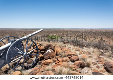 Replica of canon overlooking battlefield near Kimberley in Northwest Province in South Africa

Magersfontein Battle Field near Kimberley in Northwest Province in South Africa Royalty-Free Stock Photo #443768014