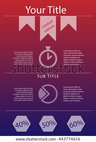 Vector elements for infographic. Flyer poster. Front page. Headline. Modern template for your work, infograph, presentation or workflow. Concept with business icons and place for your text. EPS10
