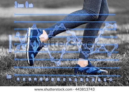 Running schedule concept. Sports woman legs in running movement