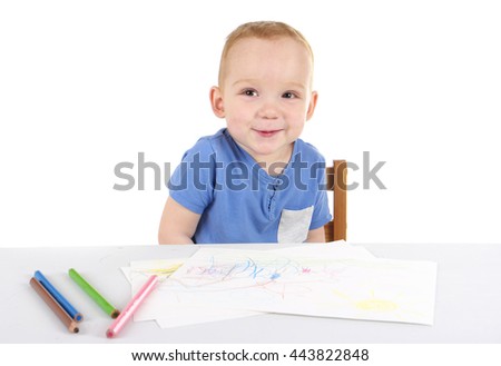Little boy is drawing the picture