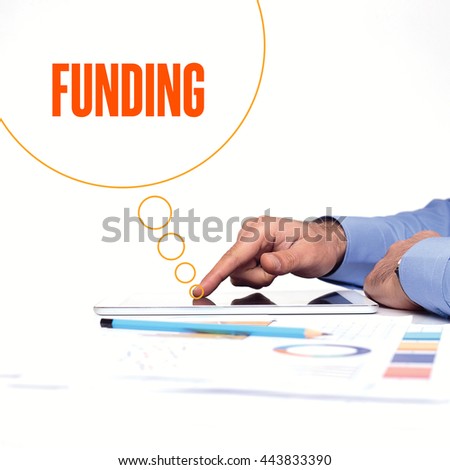 BUSINESSMAN WORKING OFFICE  FUNDING COMMUNICATION TECHNOLOGY CONCEPT