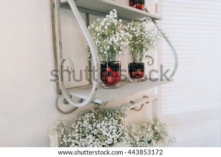 wedding hand made decoration, fresh flowers, rustic style