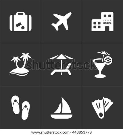 Vacation icons set. Travel signs.