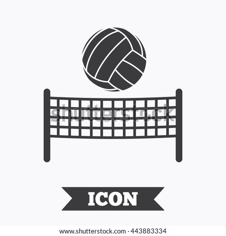 Volleyball net with ball sign icon. Beach sport symbol. Graphic design element. Flat volleyball symbol on white background. Vector
