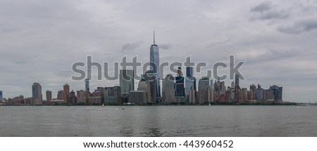 New York City skyline looking across the Hudson River from Newark, New Jersey