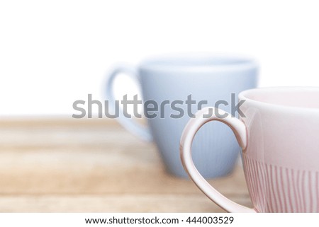 Two cups of coffee  on wooden table