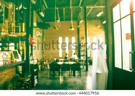 Blurred background .Restaurant blur background vintage style with color filters