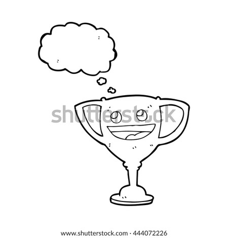 freehand drawn thought bubble cartoon sports trophy