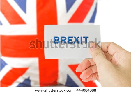 brexit UK EU referendum concept with background of blurred England flag and BREXIT message