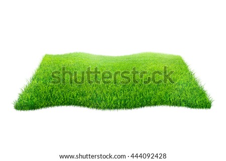 Square of green grass field over blue background