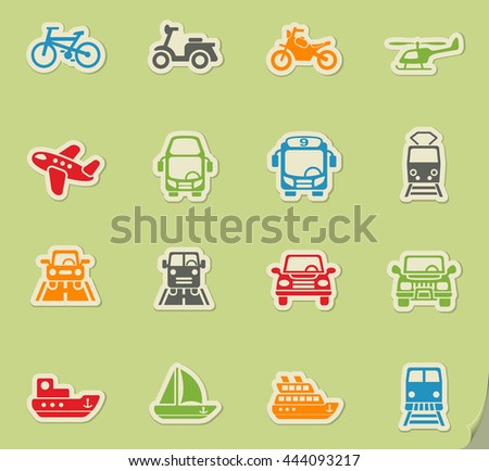 transport web icons for user interface design