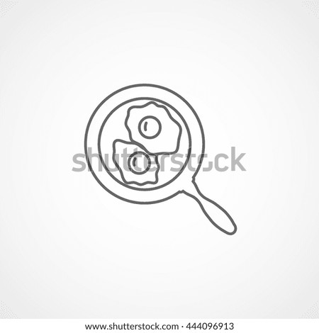 Fried Egg On Frying Pan Line Icon On White Background