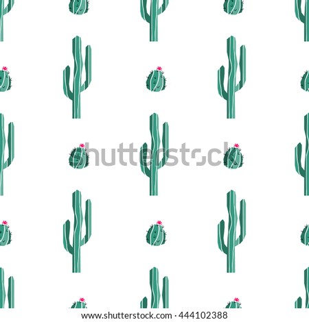 Cactus seamless pattern. Succulent cacti vector background. Scandinavian minimalistic texture