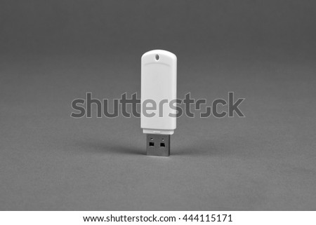 White usb flash drive on gray background