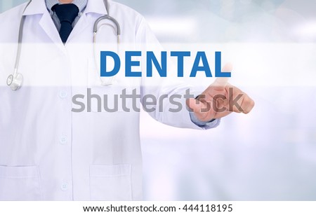DENTAL INSURANCE Medicine doctor working with computer interface as medical