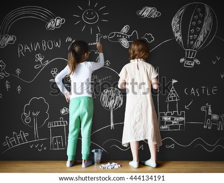 Blackboard Drawing Creative Imagination Idea Concept
