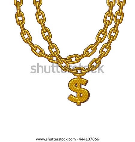 Golden chain with dollar symbol. Isolated on white background vector graphics art. Design for stickers, logo, web and mobile app. 