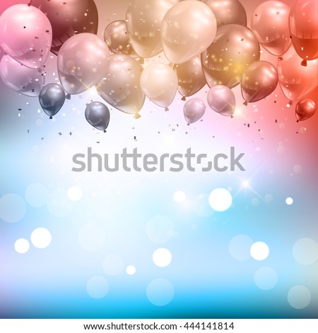 Celebration background of balloons and confetti