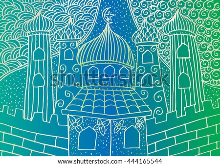 Mosque doodle sketch illustration