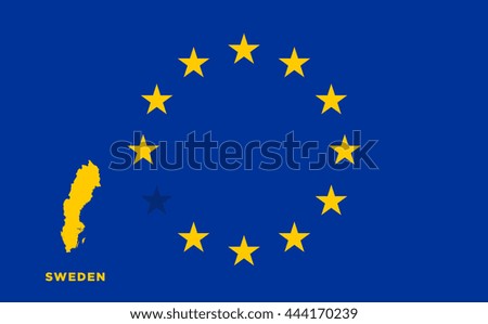 Referendum of the Sweden membership of the European Union. EU flag with the country of Sweden. The concept of leaving EU. Vector illustration