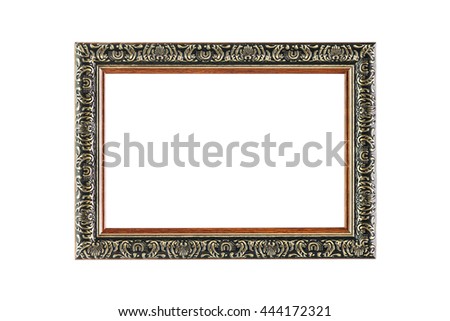 it is antique wooden frame isolated on white.