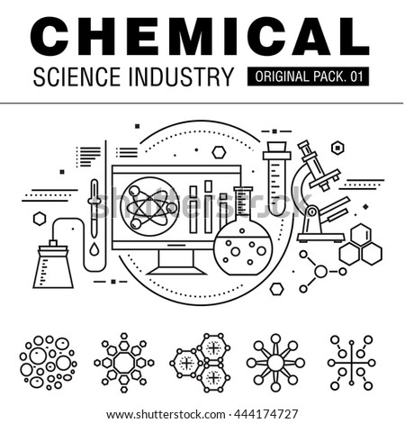 Modern chemical science industry. Thin line icons set biology technology. laboratory set collection with global industry elements. Premium quality vector symbol. Stroke pictogram for web design. Royalty-Free Stock Photo #444174727