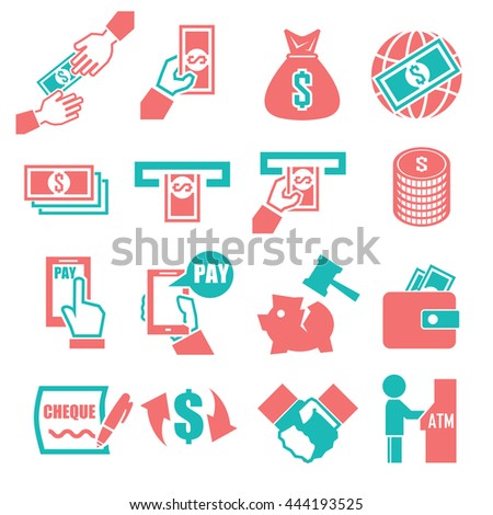 wage, money, pay icon set