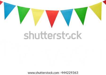 colorful party flags made of paper isolated on white background with clipping path