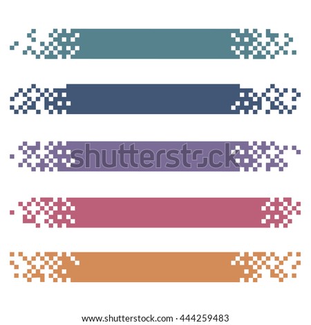 Set of colored modern pixel banners for headers. Vector banners ready for your text or design  Royalty-Free Stock Photo #444259483