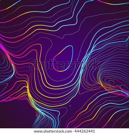 Abstract Moving Colorful Lines on Dark Background