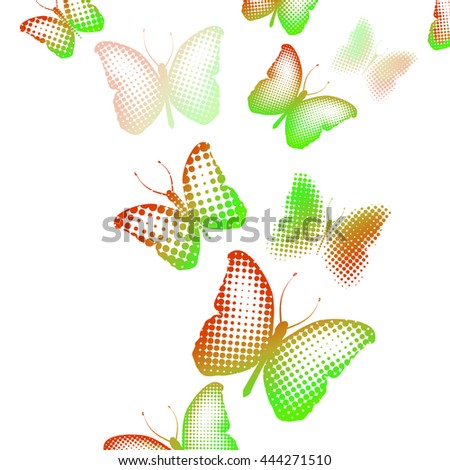 Butterfly of dot. Color background. Vector