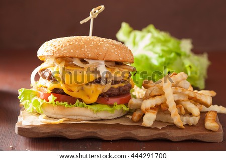 double cheeseburger with tomato and onion