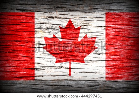 Canada Flag on wooden texture