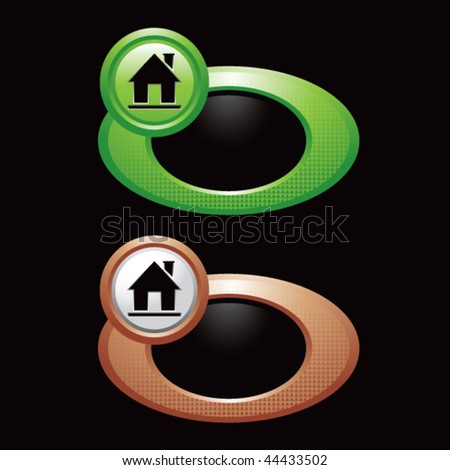 home icon silhouette green and bronze round banners